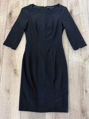 White House Black Market Classic Tailored Stretchy Black Sheath Dress Size 00